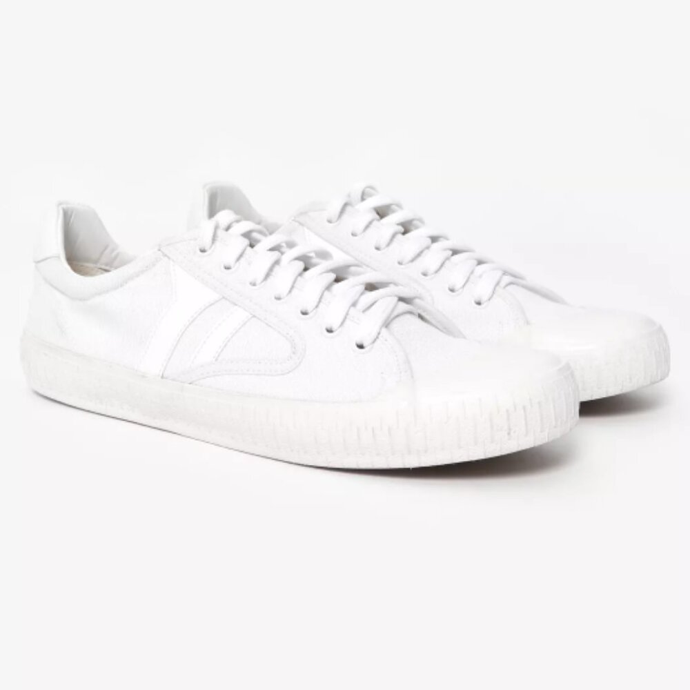 LAST CHANCE Céline Phoebe Philo Leather Trim Canvas Sneakers White 36